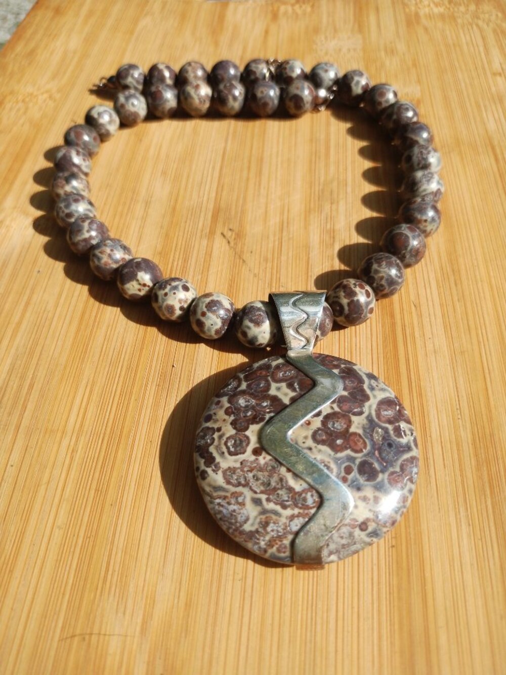 Jay King DTR large Jasper necklace and pendant set 925 Sterling Silver